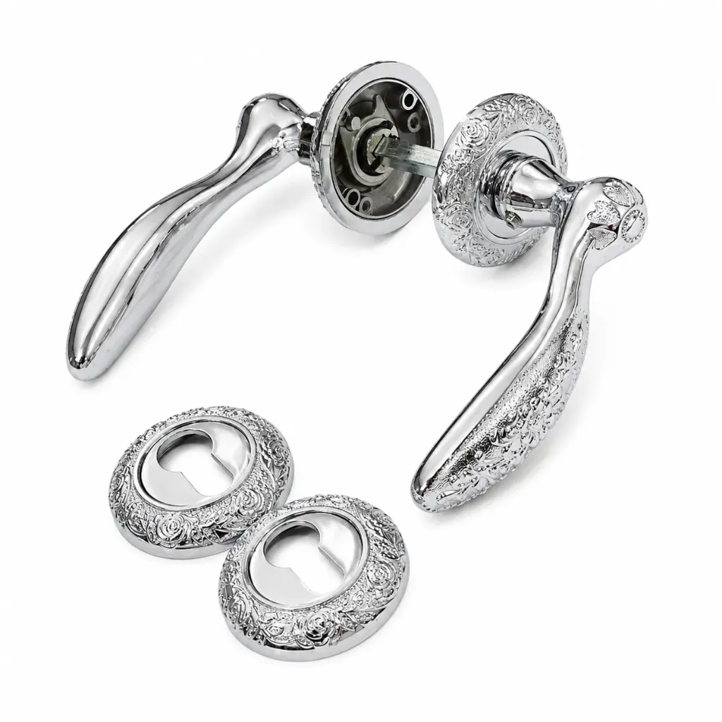 [26818] Door Handle Rose Zinc R77H642 CP Robustline