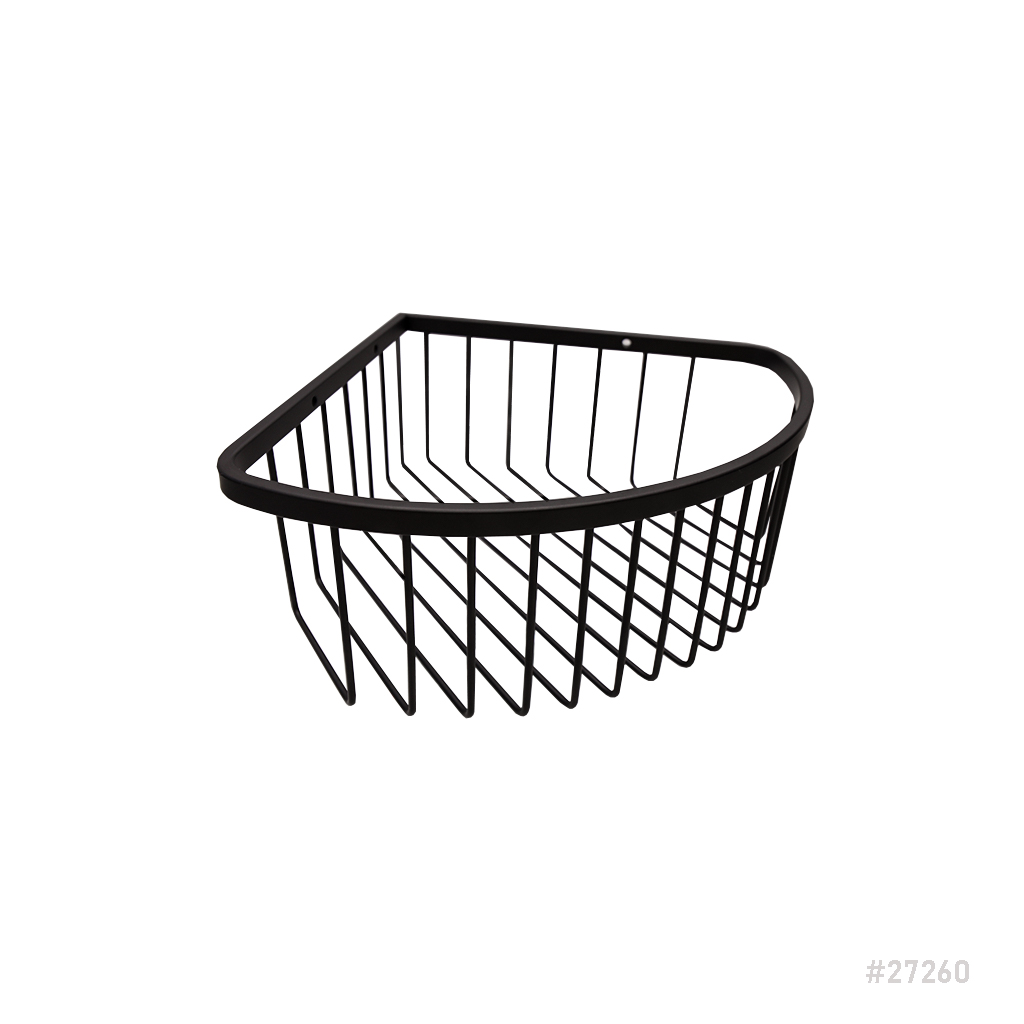 [27260] SS Corner Shelf 220mm x 220mm Black