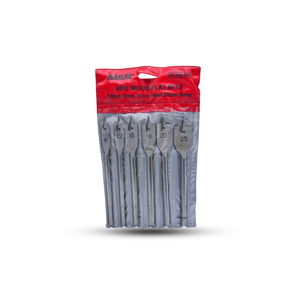 Flat Bit Set Wood 10,12,16,18,20,25mm 2655 Jumlee