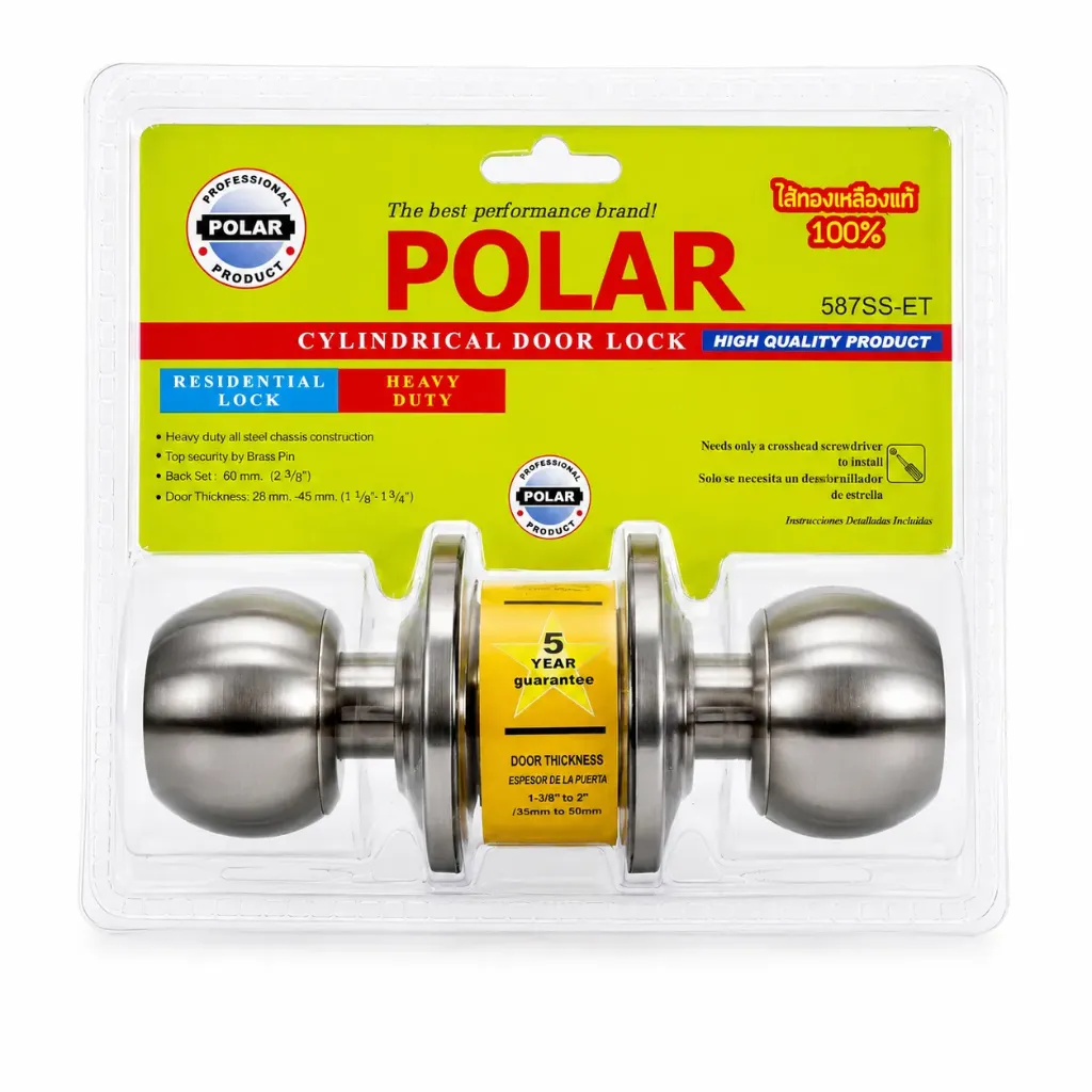 Cylindrical Knob Door Lock with Key 387SS 