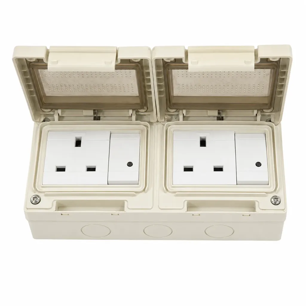 [6071] Double Socket Scame Unibox Waterproof 13A IP55