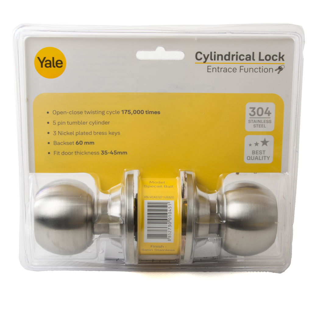 Cylindrical Knob Lock with Key 60mm Special Ball Yale