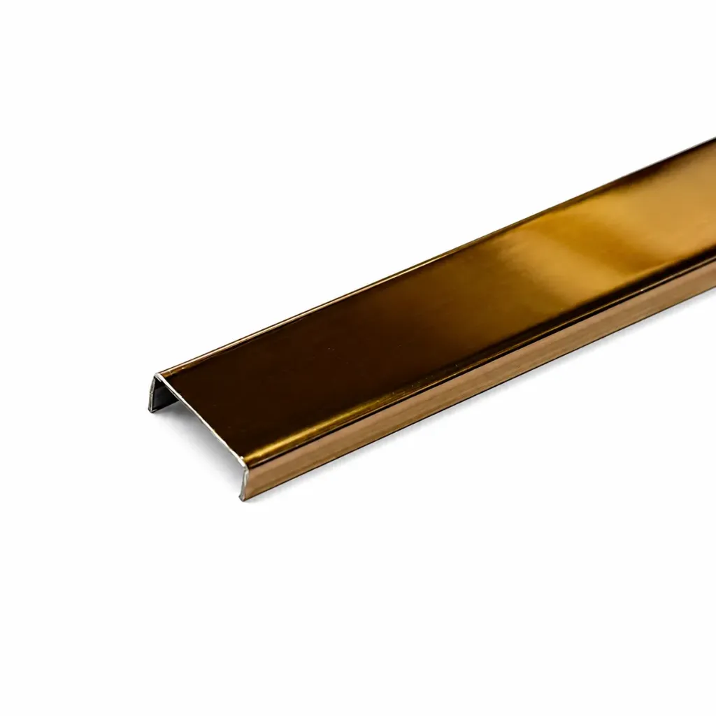 SS Channel Mirror Polished C Section 6x6x18x2490mm Rose Gold