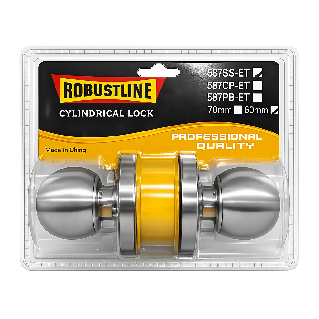 Cylindrical Knob Lock with Key 60mm 587SS-ET Robustline