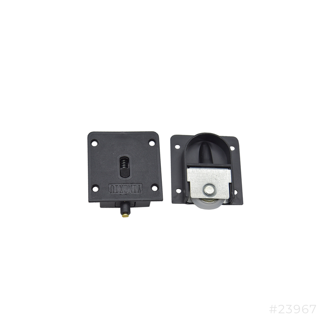 [23967] Sliding Door Wheel Plastic Black 2-piece Set