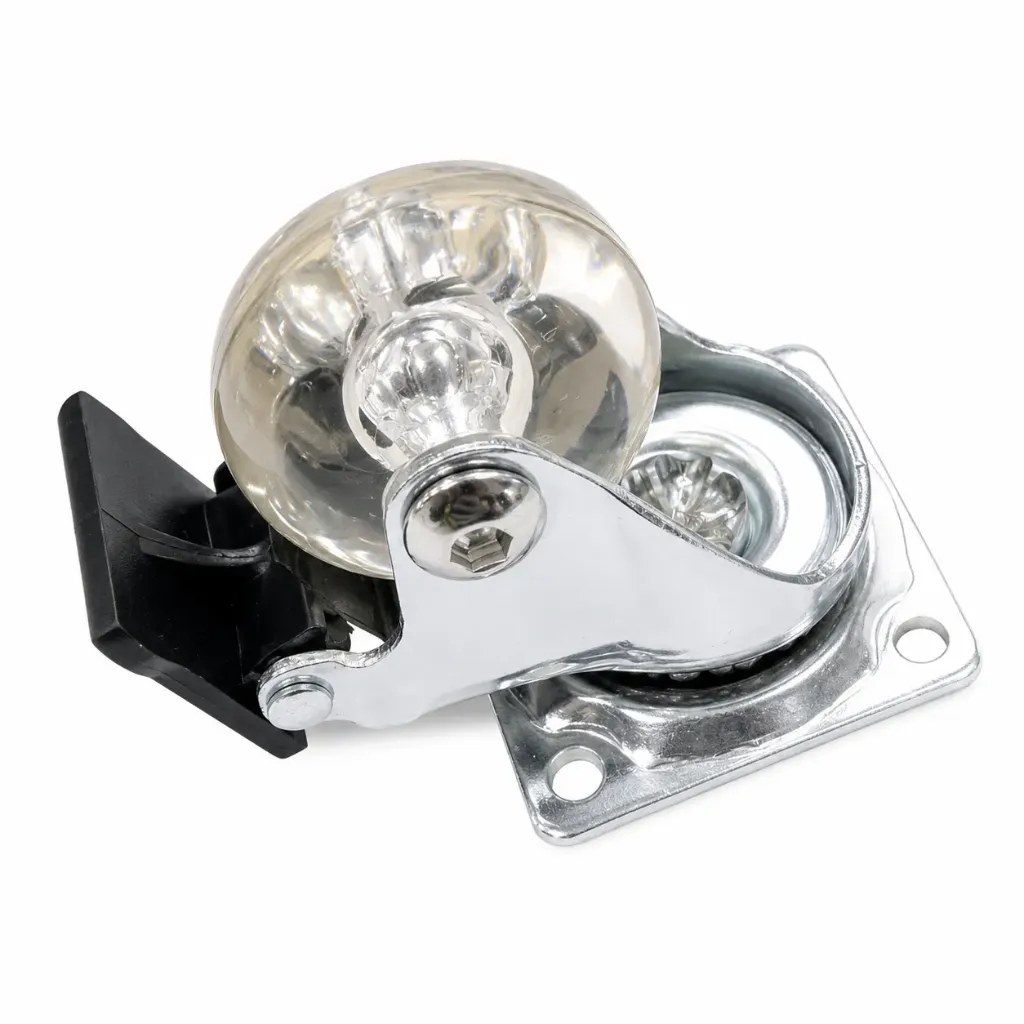 Caster Wheel with Brake 1.5" Crystal Clear