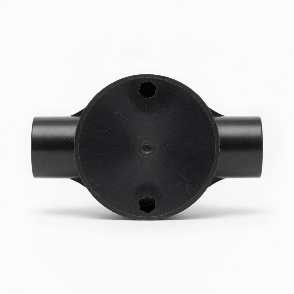 Conduit Junction Box Through Way 25mm Black with Lid