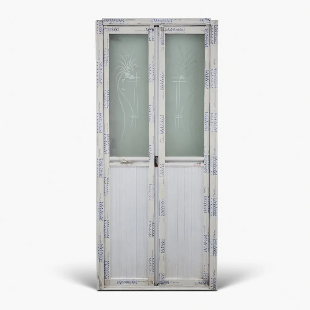Aluminum Folding/Sliding Door Half Glass 700x2000mm White