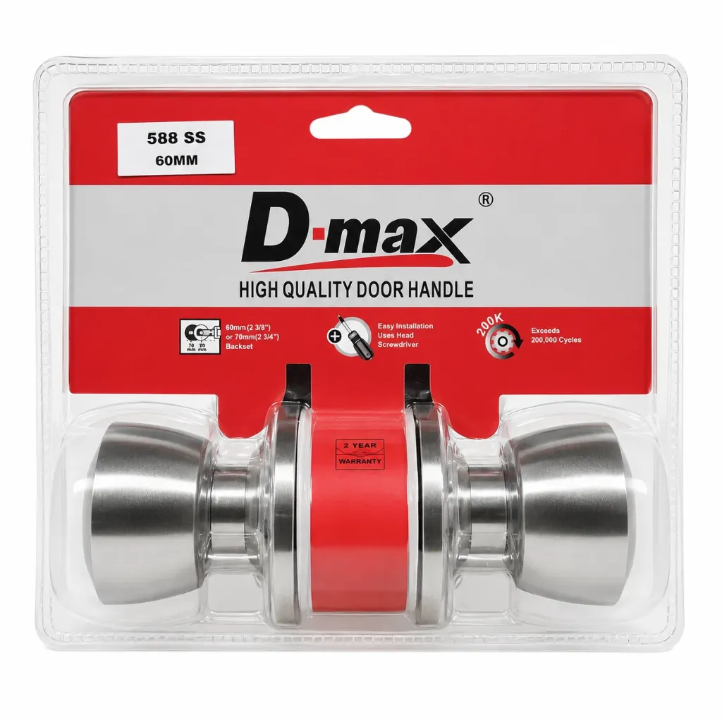 Cylindrical Knob Lock 60mm with Key 588SS Dmax