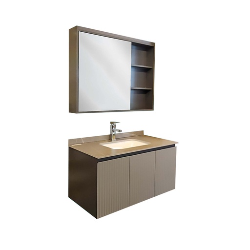 [27077] Basin Cabinet with Mirror and Sensor Light JJ0682-90 B:900x480x460mm M:900x700x140mm [3 Box]