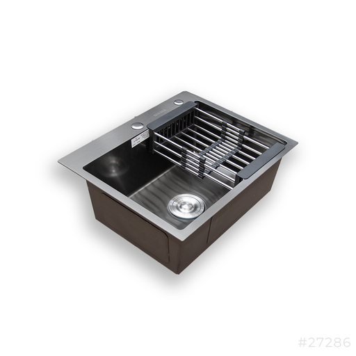 [27286] SS Kitchen Sink Single Bowl 55x45cm Black