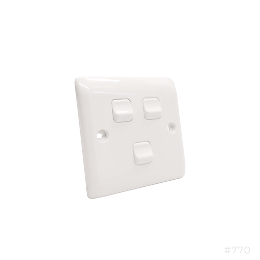 [770] Hager 3 Gang 2 Way Switch XP8320