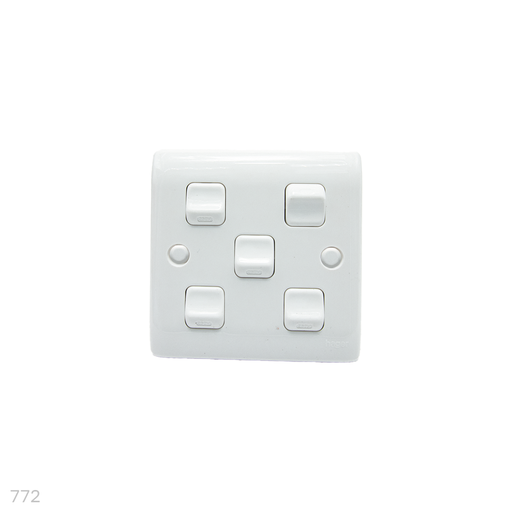 [772] Hager 5 Gang 1 Way Switch XP8510